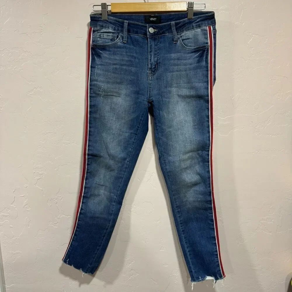Vervet Ankle Skinny Jeans Red and White Stripes Size 28
